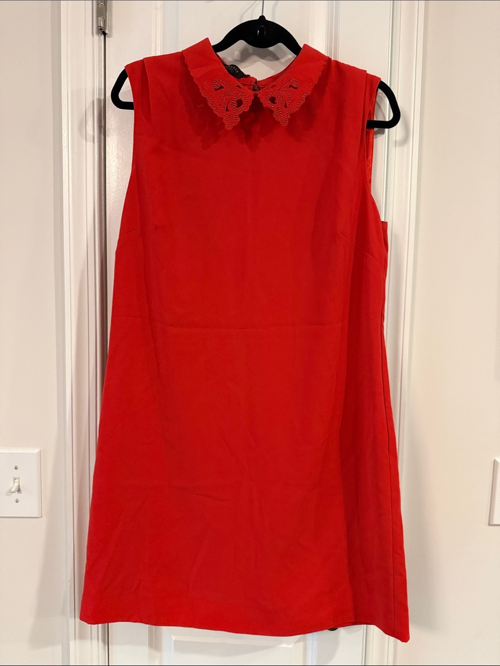 Ted Baker London Red Sleeveless Mini Dress with Eyelet Collar Detail